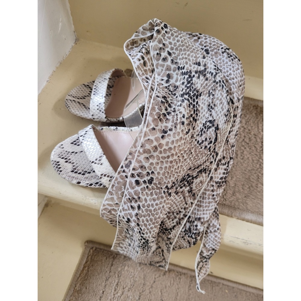 BCBGeneration Pina Snakeskin Wedge Sandals with Clear Strap and Matching Scarf‎ - Picture 7 of 7